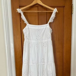 J Crew White Cotton Eyelet Maxi Dress Size 2 Like New